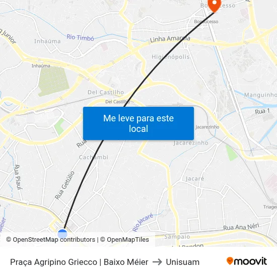 Praça Agripino Griecco | Baixo Méier to Unisuam map