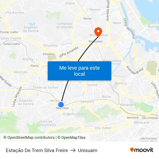 Estação De Trem Silva Freire to Unisuam map