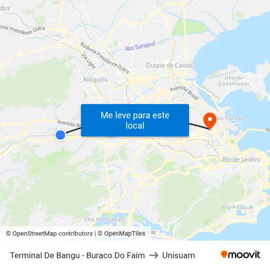 Terminal De Bangu - Buraco Do Faim to Unisuam map