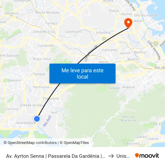 Av. Ayrton Senna | Passarela Da Gardênia | Sesc/Senac to Unisuam map