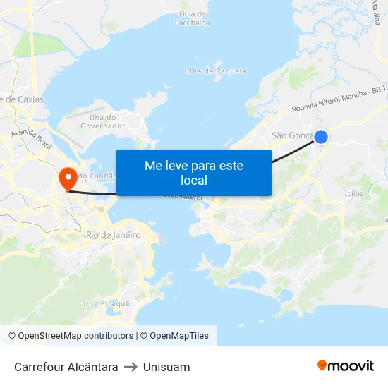 Carrefour Alcântara to Unisuam map