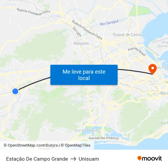 Estação De Campo Grande to Unisuam map