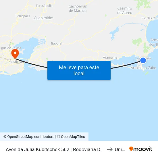 Avenida Júlia Kubitschek 562 | Rodoviária De Cabo Frio (Sentido Centro) to Unisuam map