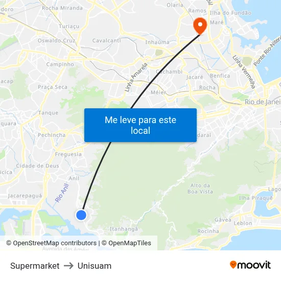 Supermarket to Unisuam map