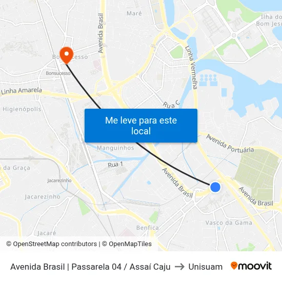 Avenida Brasil | Passarela 04 / Assaí Caju to Unisuam map
