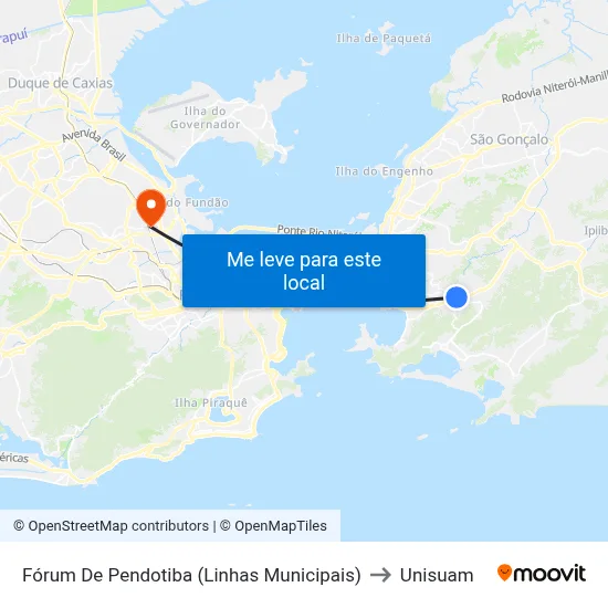 Fórum De Pendotiba (Linhas Municipais) to Unisuam map