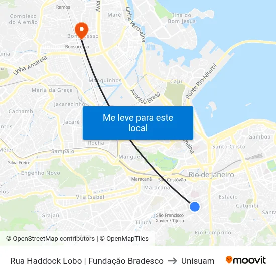 Rua Haddock Lobo | Fundação Bradesco to Unisuam map