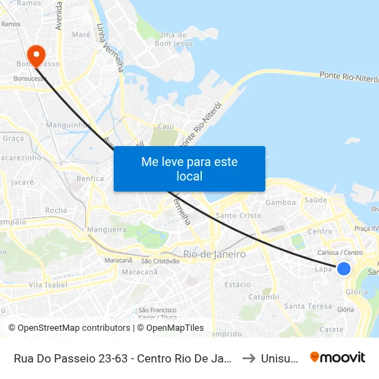 Rua Do Passeio 23-63 - Centro Rio De Janeiro to Unisuam map