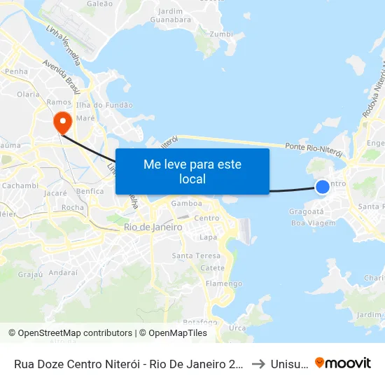 Rua Doze Centro Niterói - Rio De Janeiro 24030 Brasil to Unisuam map