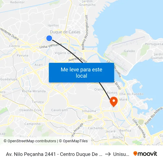 Av. Nilo Peçanha 2441 - Centro Duque De Caxias to Unisuam map