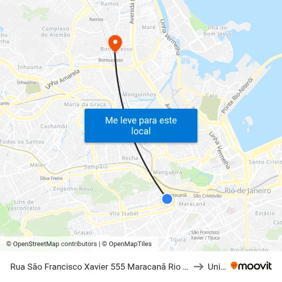 Rua São Francisco Xavier 555 Maracanã Rio De Janeiro - Rio De Janeiro 20550 Brasil to Unisuam map