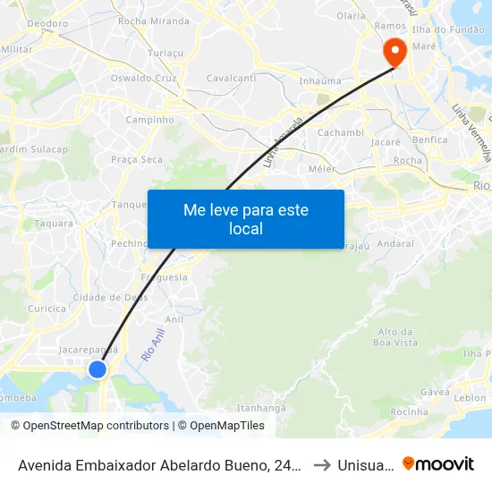 Avenida Embaixador Abelardo Bueno, 24280 to Unisuam map