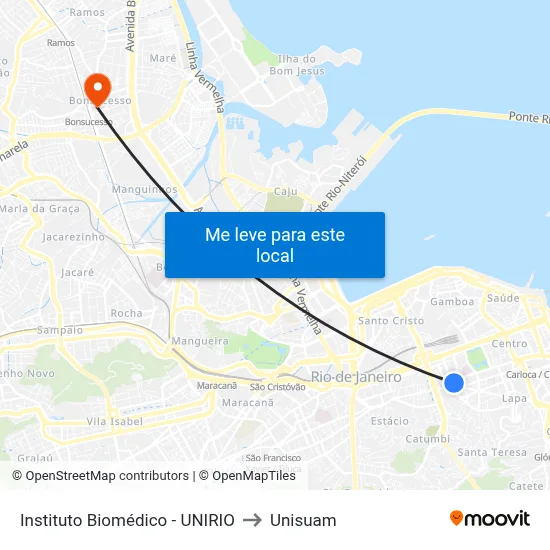 Instituto Biomédico - UNIRIO to Unisuam map