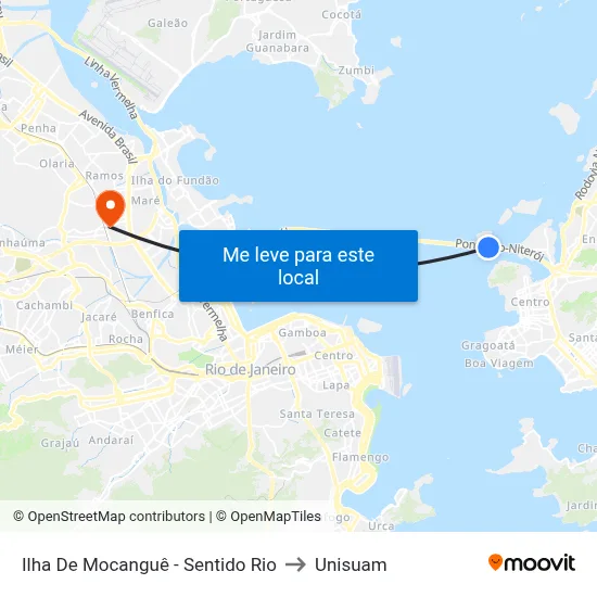 Ilha De Mocanguê - Sentido Rio to Unisuam map