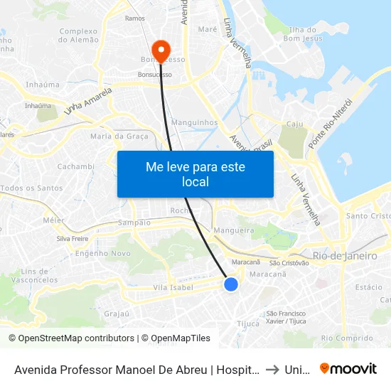 Avenida Professor Manoel De Abreu | Hospital Universitário Pedro Ernesto to Unisuam map