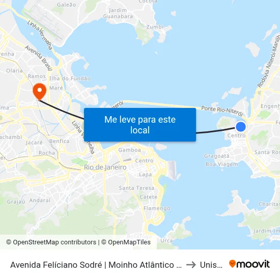 Avenida Felíciano Sodré | Moinho Atlântico / Porto De Niterói to Unisuam map