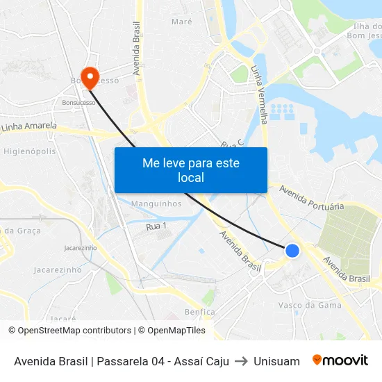 Avenida Brasil | Passarela 04 - Assaí Caju to Unisuam map