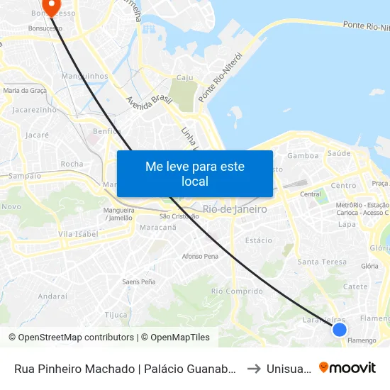Rua Pinheiro Machado | Palácio Guanabara to Unisuam map