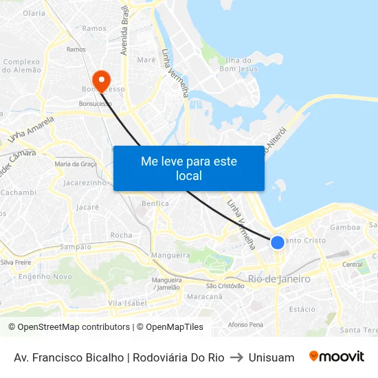 Av. Francisco Bicalho | Rodoviária Do Rio to Unisuam map