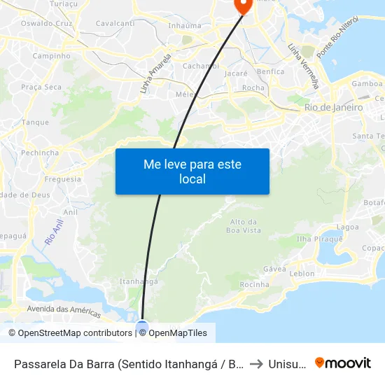 Passarela Da Barra (Sentido Itanhangá / Barrinha) to Unisuam map
