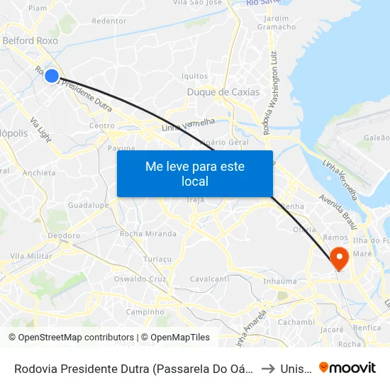 Rodovia Presidente Dutra (Passarela Do Oásis/Coelho Da Rocha) to Unisuam map