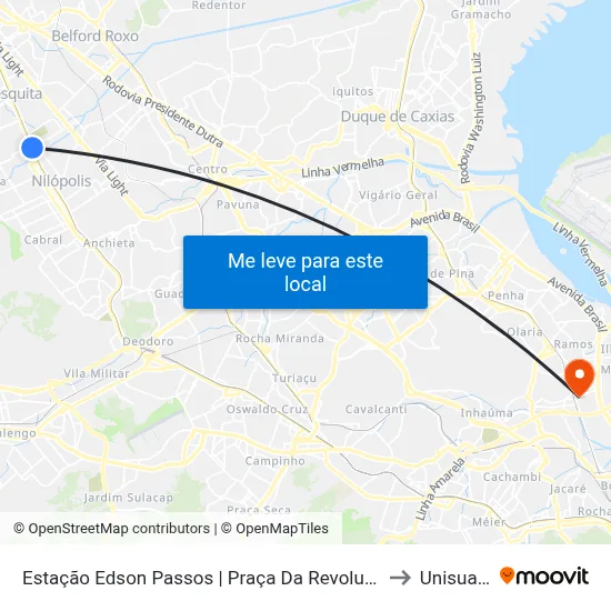 Estação Edson Passos | Praça Da Revolução to Unisuam map
