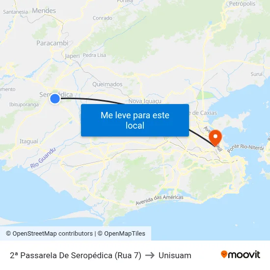 2ª Passarela De Seropédica (Rua 7) to Unisuam map