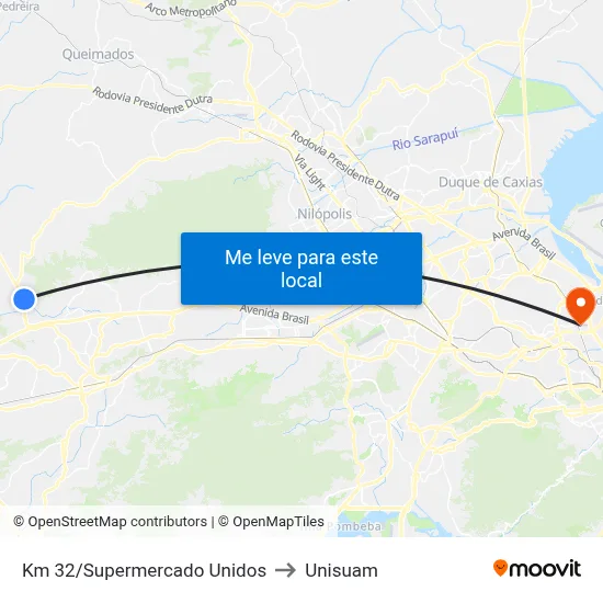 Km 32/Supermercado Unidos to Unisuam map