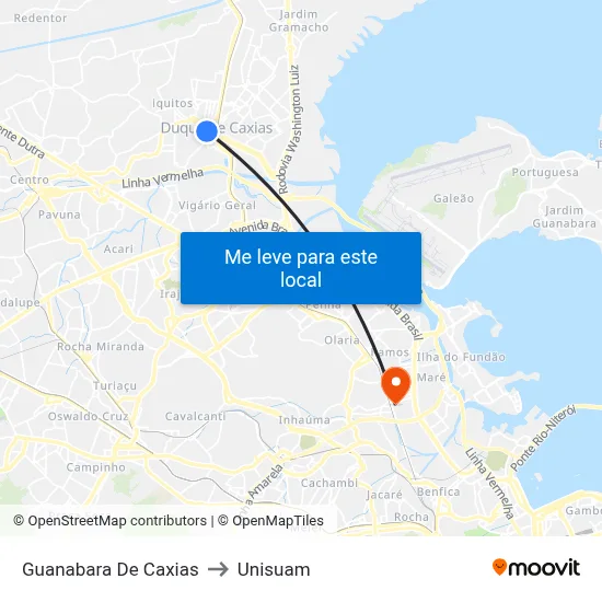 Guanabara De Caxias to Unisuam map