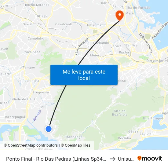 Ponto Final  - Rio Das Pedras (Linhas Sp343 E Sp766) to Unisuam map