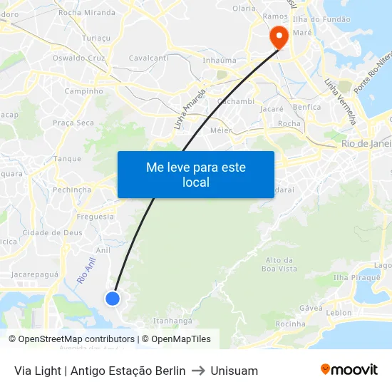 Via Light | Antigo Estação Berlin to Unisuam map