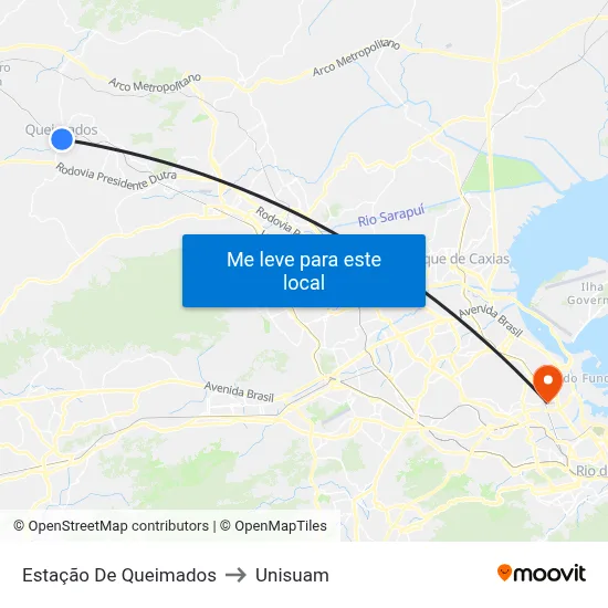 Estação De Queimados to Unisuam map