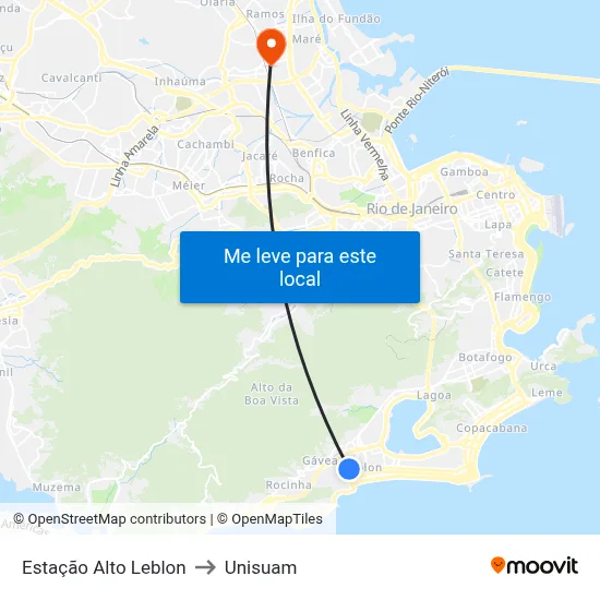 Estação Alto Leblon to Unisuam map