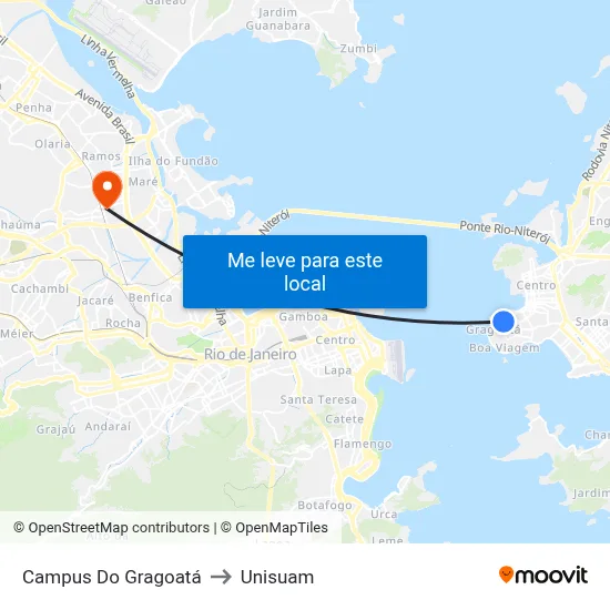 Campus Do Gragoatá to Unisuam map