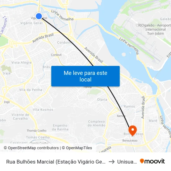 Rua Bulhões Marcial (Estação Vigário Geral) to Unisuam map