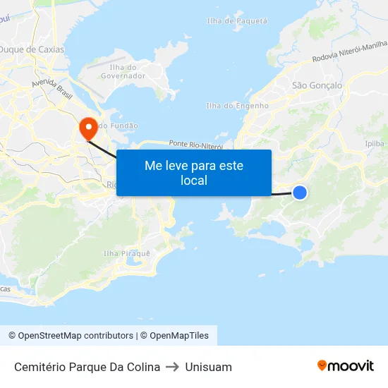 Cemitério Parque Da Colina to Unisuam map