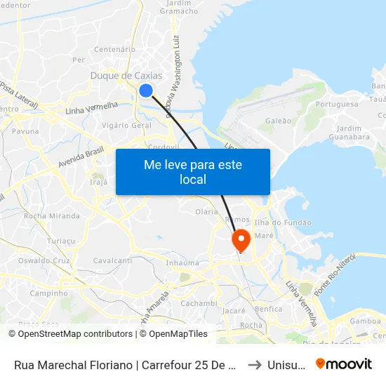 Rua Marechal Floriano | Carrefour 25 De Agosto to Unisuam map