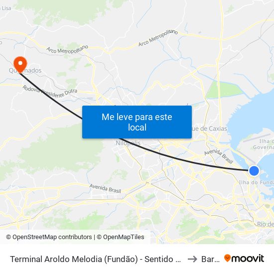 Terminal Aroldo Melodia (Fundão) - Sentido Centro E Zona Norte (Exceto Ilha) to Bardaria map