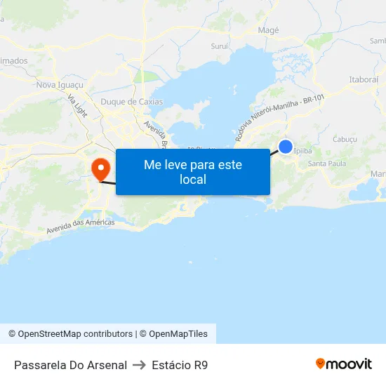 Passarela Do Arsenal to Estácio R9 map