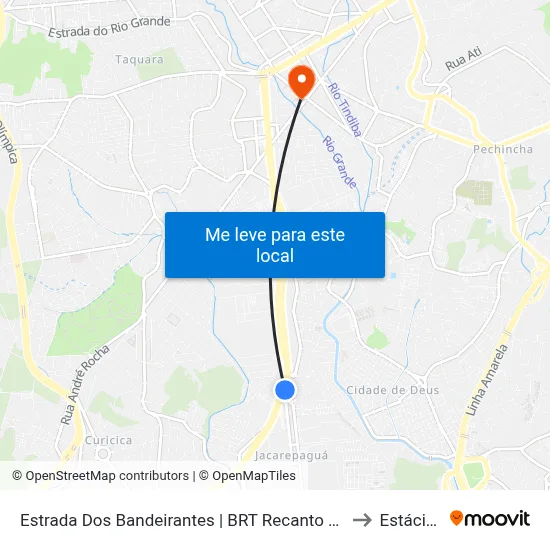 Estrada Dos Bandeirantes | BRT Recanto Das Palmeiras to Estácio R9 map