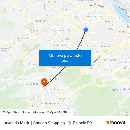 Avenida Merití | Carioca Shopping to Estácio R9 map