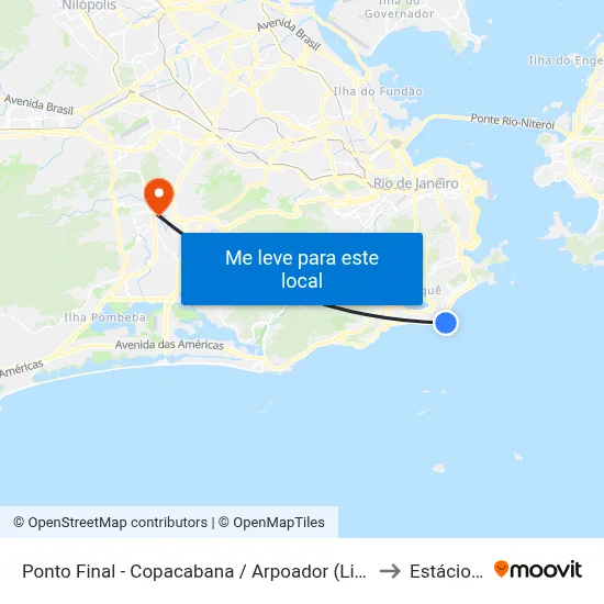 Ponto Final - Copacabana / Arpoador (Linha 455) to Estácio R9 map
