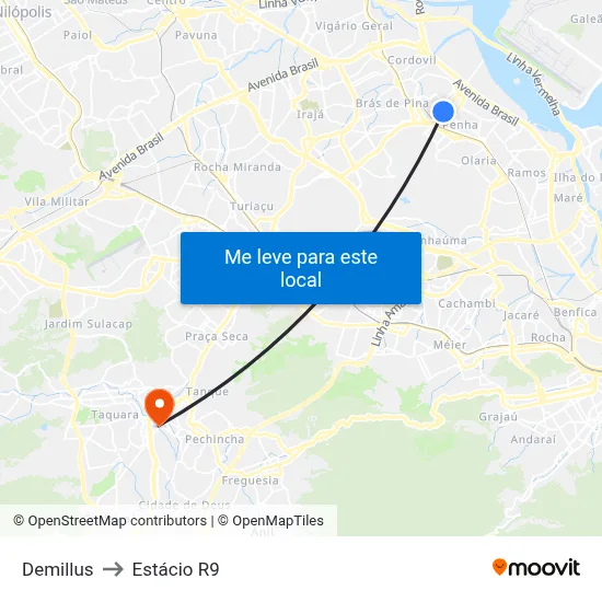 Demillus to Estácio R9 map