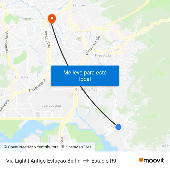 Via Light | Antigo Estação Berlin to Estácio R9 map