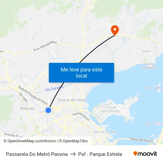 Passarela Do Metrô Pavuna to Psf - Parque Estrela map