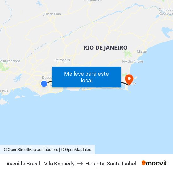 Avenida Brasil - Vila Kennedy to Hospital Santa Isabel map