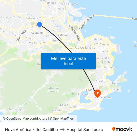 Nova América / Del Castilho to Hospital Sao Lucas map