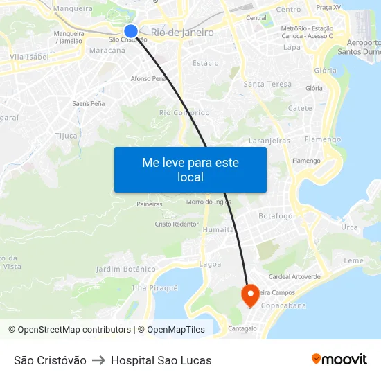 São Cristóvão to Hospital Sao Lucas map