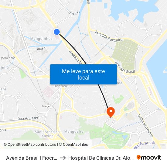 Avenida Brasil | Fiocruz to Hospital De Clínicas Dr. Aloan map