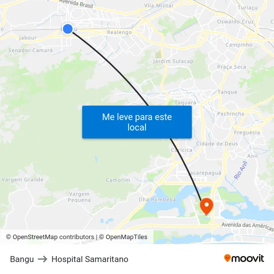 Bangu to Hospital Samaritano map